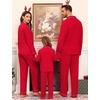 image:imageSWOMOG Family Matching Christmas Pajama Sets UltraSoft PJs Sets Long Sleeve Pull Over SleepwearLight Red
