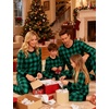 image:imageSWOMOG Family Matching Christmas Pajama Sets UltraSoft PJs Sets Long Sleeve Pull Over SleepwearPull Over Green Plaid