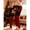 image:imageSWOMOG Family Matching Christmas Pajamas Sets MenWomen Plaid Pants Loungewear and Printed Long Sleeve PjsAgold Letter Deer