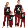 image:imageSWOMOG Family Matching Christmas Pajamas Sets MenWomen Plaid Pants Loungewear and Printed Long Sleeve PjsAgold Letter Deer