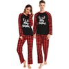 image:imageSWOMOG Family Matching Christmas Pajamas Sets MenWomen Plaid Pants Loungewear and Printed Long Sleeve PjsAletter Deer