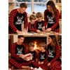 image:imageSWOMOG Family Matching Christmas Pajamas Sets MenWomen Plaid Pants Loungewear and Printed Long Sleeve PjsAletter Deer