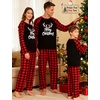 image:imageSWOMOG Family Matching Christmas Pajamas Sets MenWomen Plaid Pants Loungewear and Printed Long Sleeve PjsLetter Deer