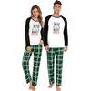 image:imageSWOMOG Family Matching Christmas Pajamas Sets MenWomen Plaid Pants Loungewear and Printed Long Sleeve PjsZgreen Letter