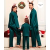 image:imageSWOMOG Family Matching Pajama Set Silky Satin Pajamas Long Sleeve Sleepwear Button Down Loungewear 2 Pcs Pj SetDeep Green 130Age for 89Y