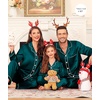 image:imageSWOMOG Family Matching Pajama Set Silky Satin Pajamas Long Sleeve Sleepwear Button Down Loungewear 2 Pcs Pj SetDeep Green 140Age for 1011Y