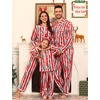 image:imageSWOMOG Family Matching Pajamas Set Button Down Sleepwear Long Sleeve Nightwear Christmas PJS Holiday PajamasChristmas Red Stripes