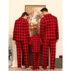 image:imageSWOMOG Family Matching Pajamas Set Button Down Sleepwear Long Sleeve Nightwear Christmas PJS Holiday PajamasRed With Black Grid