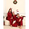 image:imageSWOMOG Family Matching Pajamas Set Button Down Sleepwear Long Sleeve Nightwear Christmas PJS Holiday PajamasRed With Black Grid