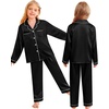 image:imageSWOMOG Family Matching Pajamas Set Christmas Pajamas Long Sleeve Button Down Pj Set 2Pcs Festival Party SleepwearBlack