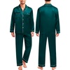 image:imageSWOMOG Family Matching Pajamas Set Christmas Pajamas Long Sleeve Button Down Pj Set 2Pcs Festival Party SleepwearDeep Green