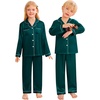 image:imageSWOMOG Family Matching Pajamas Set Christmas Pajamas Long Sleeve Button Down Pj Set 2Pcs Festival Party SleepwearDeep Green