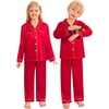 image:imageSWOMOG Family Matching Pajamas Set Christmas Pajamas Long Sleeve Button Down Pj Set 2Pcs Festival Party SleepwearRed