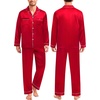 image:imageSWOMOG Family Matching Pajamas Set Christmas Pajamas Long Sleeve Button Down Pj Set 2Pcs Festival Party SleepwearRed