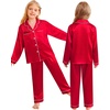 image:imageSWOMOG Family Matching Pajamas Set Christmas Pajamas Long Sleeve Button Down Pj Set 2Pcs Festival Party SleepwearRed