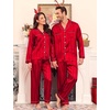 image:imageSWOMOG Family Matching Pajamas Set Christmas Pajamas Long Sleeve Button Down Pj Set 2Pcs Festival Party SleepwearRed Stripes