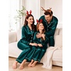 image:imageSWOMOG Family Matching Pajamas Set Satin Long Sleeve Button Down 2 PCS Pjs Pajama Top amp Pants Holiday Sleepwear SetDeep Green
