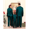 image:imageSWOMOG Family Matching Pajamas Set Satin Long Sleeve Button Down 2 PCS Pjs Pajama Top amp Pants Holiday Sleepwear SetDeep Green