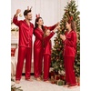 image:imageSWOMOG Family Matching Pajamas Set Satin Long Sleeve Button Down 2 PCS Pjs Pajama Top amp Pants Holiday Sleepwear SetRed