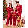 image:imageSWOMOG Family Matching Pajamas Set Satin Long Sleeve Button Down 2 PCS Pjs Pajama Top amp Pants Holiday Sleepwear SetRed