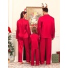 image:imageSWOMOG Family Matching Pajamas Set Satin Long Sleeve Button Down 2 PCS Pjs Pajama Top amp Pants Holiday Sleepwear SetRed