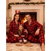 image:imageSWOMOG Family Matching Pajamas Set Satin Long Sleeve Button Down 2 PCS Pjs Pajama Top amp Pants Holiday Sleepwear SetRed With Black Grid