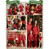 image:imageSWOMOG Family Matching Pajamas Set Silk Satin Button Down Sleepwear Long Sleeve Nightwear 2 Pcs Pj Set SXXLRed