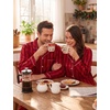 image:imageSWOMOG Family Matching Pajamas Set Silk Satin Button Down Sleepwear Long Sleeve Nightwear 2 Pcs Pj Set SXXLRed Striped