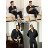 image:imageSWOMOG Family Matching Pajamas Silk Satin Long Sleeve Sleepwear Soft Button Down Loungewear 2 Pcs Pj SetBlack