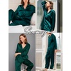 image:imageSWOMOG Family Matching Pajamas Silk Satin Long Sleeve Sleepwear Soft Button Down Loungewear 2 Pcs Pj SetDark Green