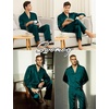 image:imageSWOMOG Family Matching Pajamas Silk Satin Long Sleeve Sleepwear Soft Button Down Loungewear 2 Pcs Pj SetDark Green