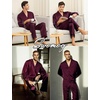 image:imageSWOMOG Family Matching Pajamas Silk Satin Long Sleeve Sleepwear Soft Button Down Loungewear 2 Pcs Pj SetDark Wine Red