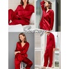 image:imageSWOMOG Family Matching Pajamas Silk Satin Long Sleeve Sleepwear Soft Button Down Loungewear 2 Pcs Pj SetRed