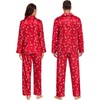 image:imageSWOMOG Family Matching Pajamas Silk Satin Long Sleeve Sleepwear Soft Button Down Loungewear 2 Pcs Pj SetRed Candy Cane