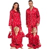 image:imageSWOMOG Family Matching Pajamas Silk Satin Long Sleeve Sleepwear Soft Button Down Loungewear 2 Pcs Pj SetRed Candy Cane