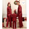 image:imageSWOMOG Family Satin Matching Pajama Set Long Sleeve Sleepwear 2 Pcs Pj SetBlack and Red Plaid