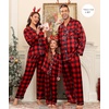 image:imageSWOMOG Family Satin Matching Pajama Set Long Sleeve Sleepwear 2 Pcs Pj SetBlack and Red Plaid