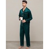 image:imageSWOMOG Family Satin Matching Pajama Set Long Sleeve Sleepwear 2 Pcs Pj SetDeep Green