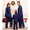 image:imageSWOMOG Family Satin Matching Pajama Set Long Sleeve Sleepwear 2 Pcs Pj SetDeep Navy Blue
