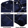 image:imageSWOMOG Family Satin Matching Pajama Set Long Sleeve Sleepwear 2 Pcs Pj SetDeep Navy Blue