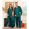 image:imageSWOMOG Family Satin Matching Pajama Set Long Sleeve Sleepwear 2 Pcs Pj SetGreen