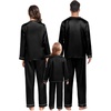 image:imageSWOMOG Family Satin Pajamas Sets Long Sleeve ButtonDown Sleepwear Silky TwoPieces Loungewear PJs SetsBlack
