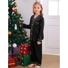 image:imageSWOMOG Family Satin Pajamas Sets Long Sleeve ButtonDown Sleepwear Silky TwoPieces Loungewear PJs SetsBlack