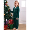image:imageSWOMOG Family Satin Pajamas Sets Long Sleeve ButtonDown Sleepwear Silky TwoPieces Loungewear PJs SetsDark Green