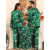 image:imageSWOMOG Family Satin Pajamas Sets Long Sleeve ButtonDown Sleepwear Silky TwoPieces Loungewear PJs SetsGreen Snowman