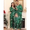 image:imageSWOMOG Family Satin Pajamas Sets Long Sleeve ButtonDown Sleepwear Silky TwoPieces Loungewear PJs SetsGreen Snowman