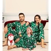 image:imageSWOMOG Family Satin Pajamas Sets Long Sleeve ButtonDown Sleepwear Silky TwoPieces Loungewear PJs SetsGreen Snowman