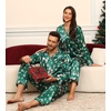image:imageSWOMOG Family Satin Pajamas Sets Long Sleeve ButtonDown Sleepwear Silky TwoPieces Loungewear PJs SetsGreen Snowman