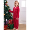 image:imageSWOMOG Family Satin Pajamas Sets Long Sleeve ButtonDown Sleepwear Silky TwoPieces Loungewear PJs SetsRed