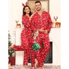 image:imageSWOMOG Family Satin Pajamas Sets Long Sleeve ButtonDown Sleepwear Silky TwoPieces Loungewear PJs SetsRed Candy Flower